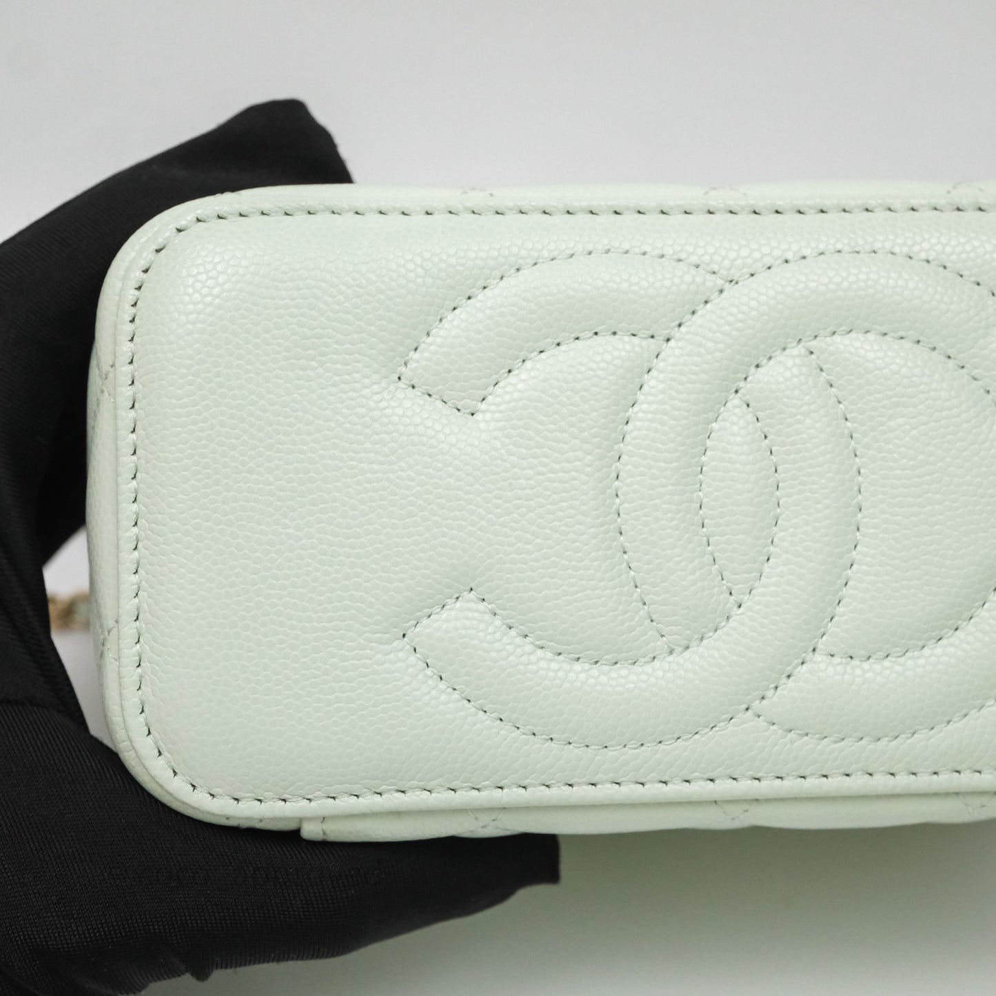 Chanel Vanity Rectangular Top Handle Mint Green Caviar Gold Hardware
