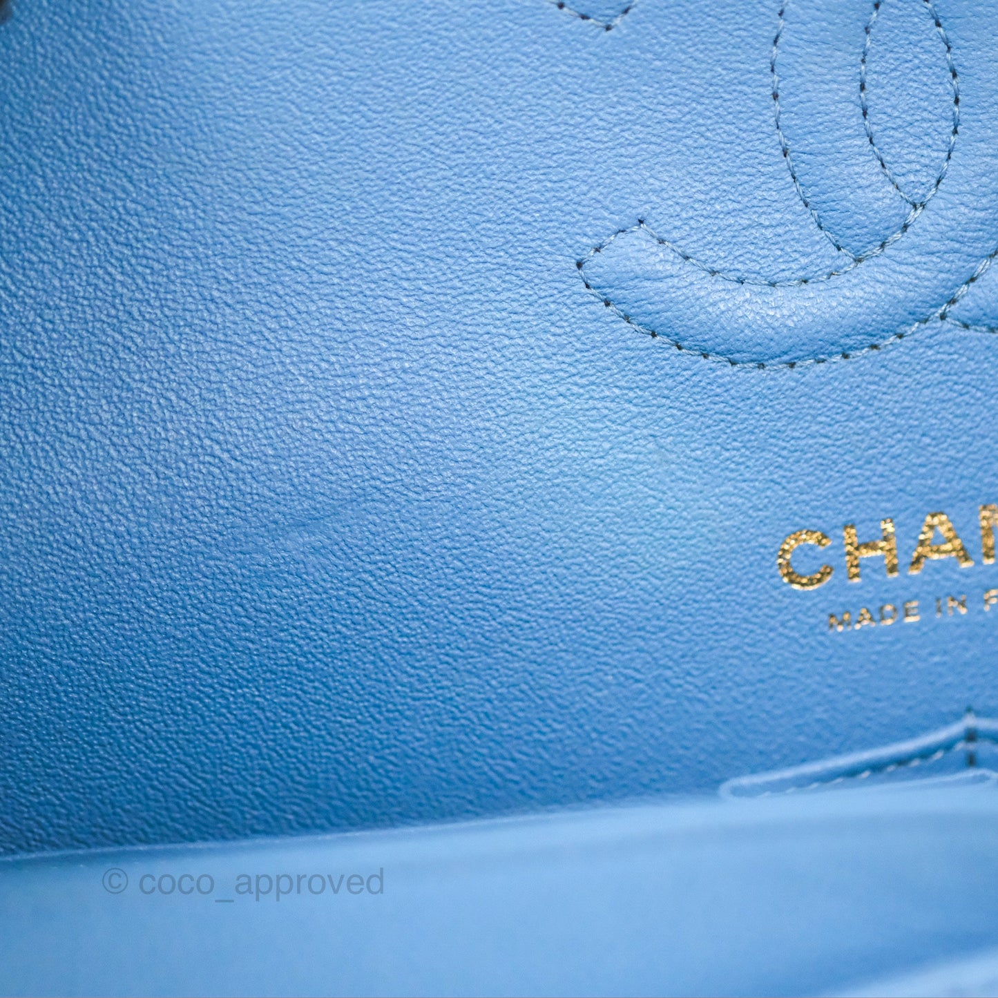 Chanel Small Classic Flap Chevron Blue Caviar Gold Hardware