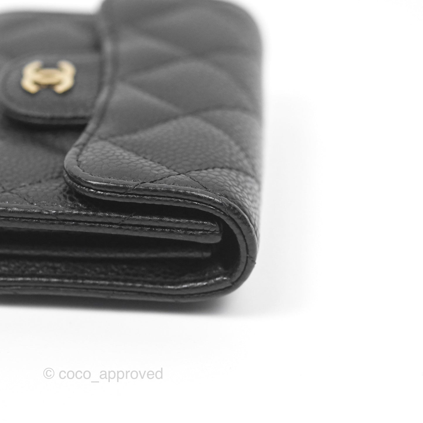 Chanel Caviar Quilted Flap Card Holder Black Gold Hardware