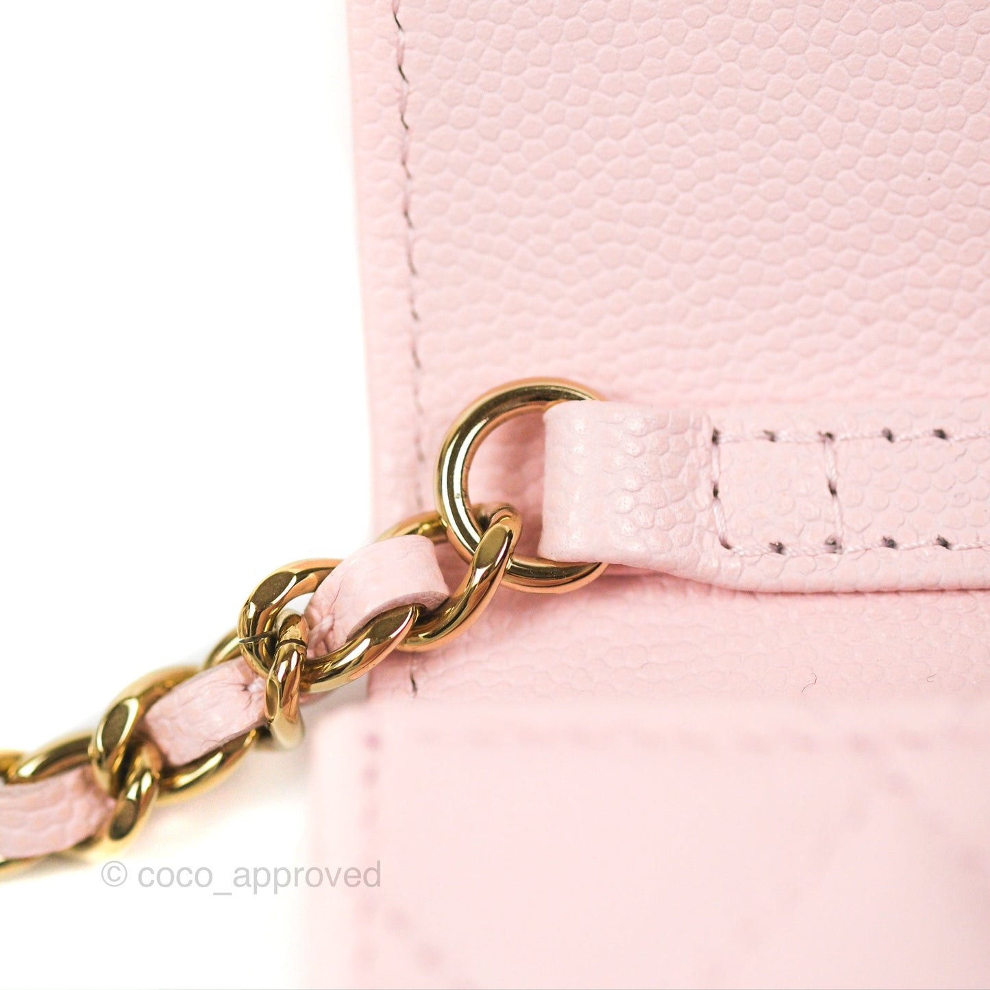 Chanel Mini Wallet With Chain Light Pink Caviar Gold Hardware