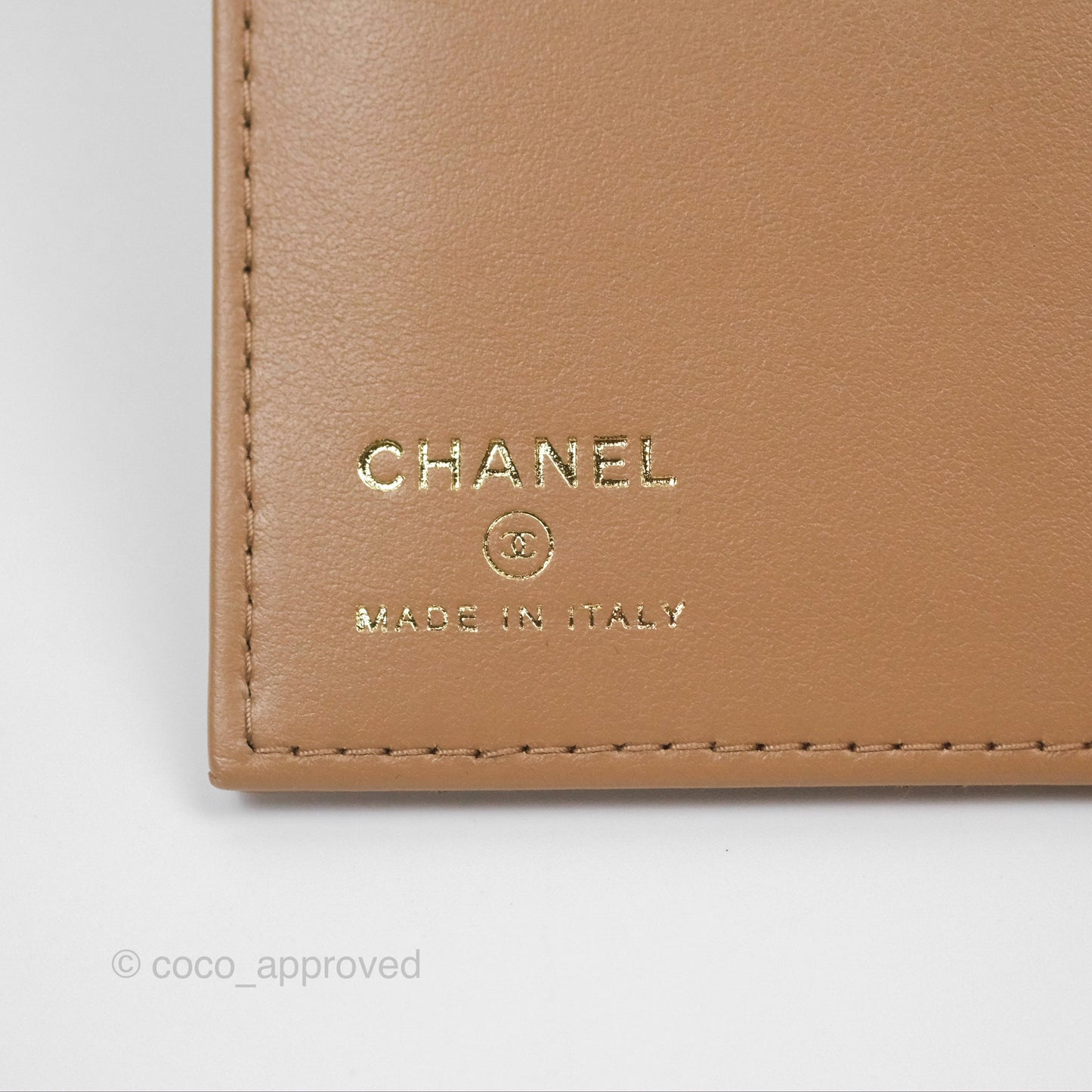 Chanel Classic Quilted Passport Holder Caviar Beige Gold Hardware