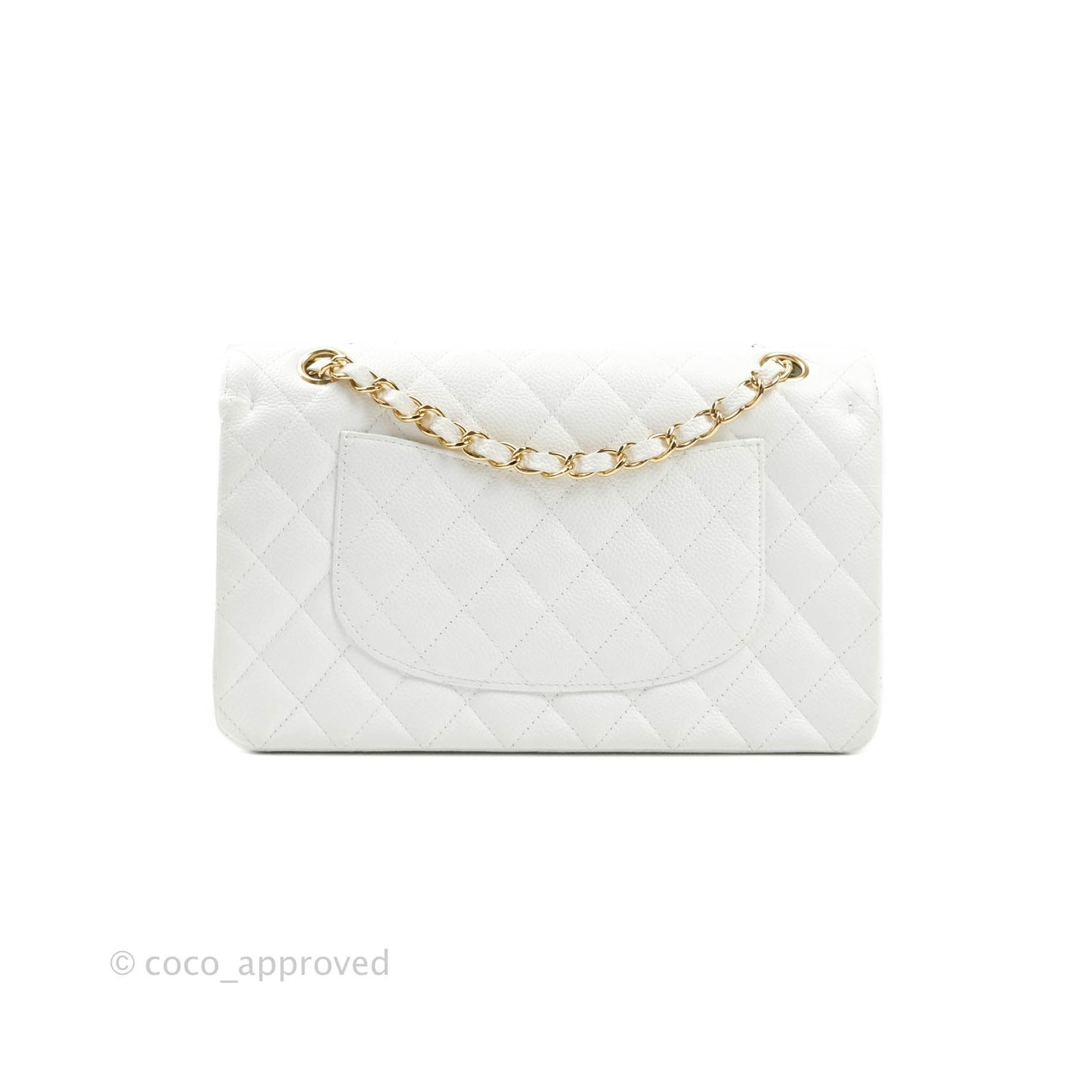 Chanel M/L Medium Double Flap Bag White Caviar Gold Hardware