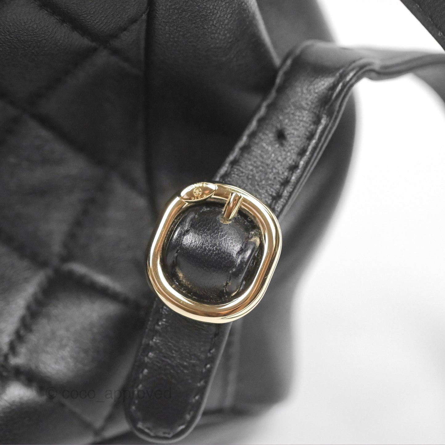 Chanel Quilted Small Duma Drawstring Backpack Black Lambskin Gold Hardware