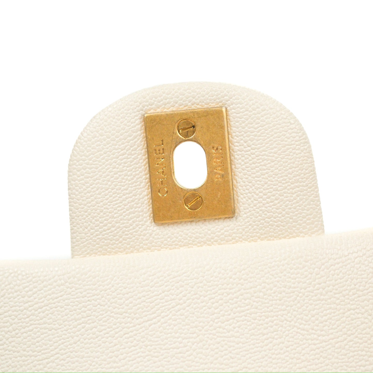 Chanel Top Handle Mini Rectangular Flap Bag White Caviar Gold Hardware