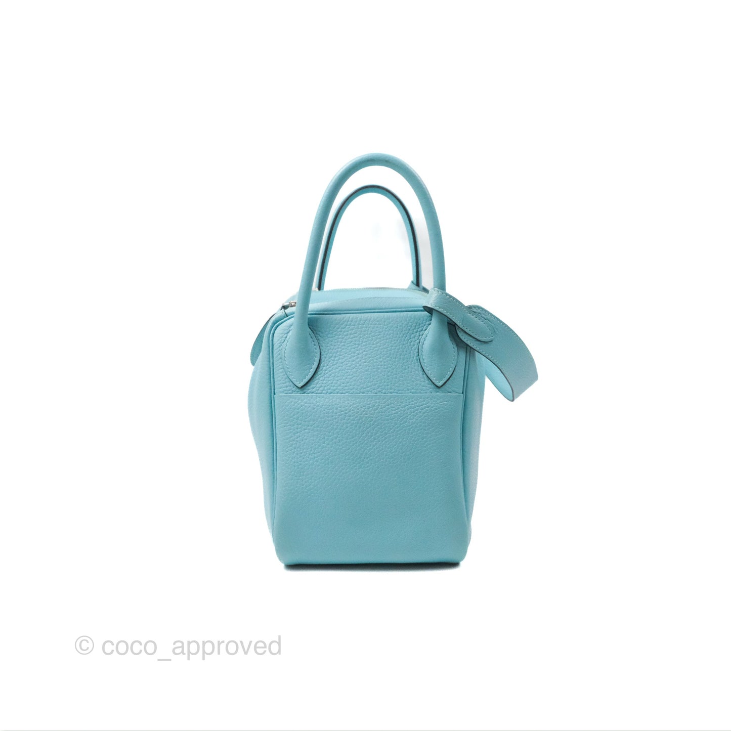Hermès Lindy 30 Bleu Atoll Clemence Palladium Hardware
