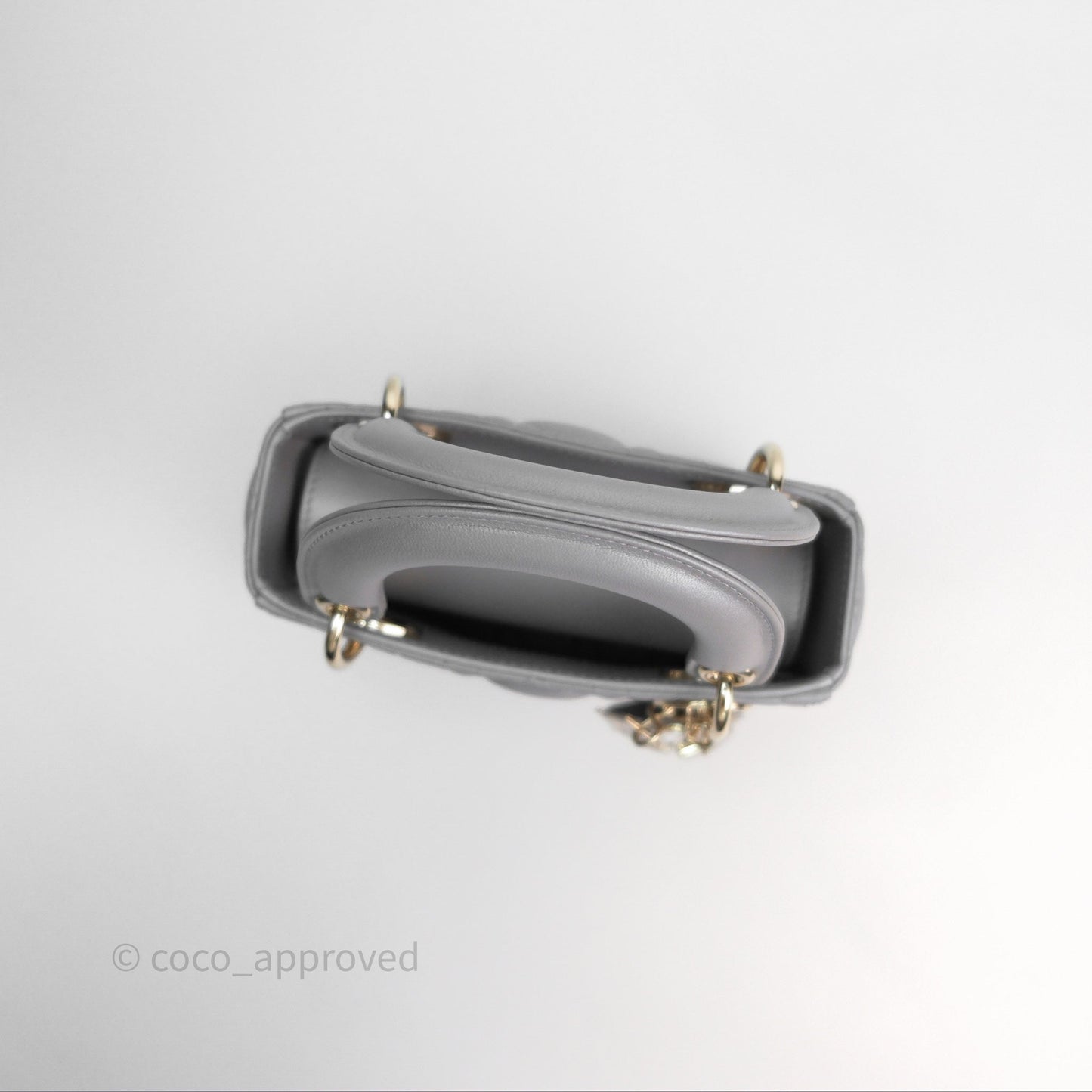 Christian Dior Mini Lady Dior Iridescent Grey Lambskin Cannage Gold Hardware