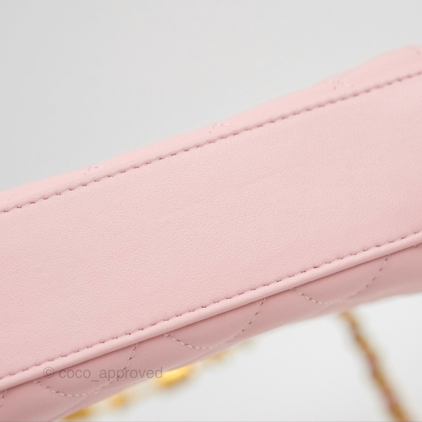 Chanel Enamel Top Handle Clutch with Chain Pink Lambskin Aged Gold Hardware 22B