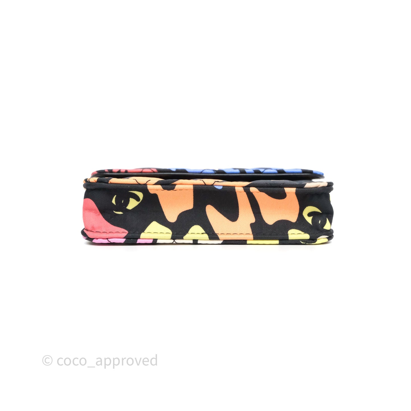 Chanel Mini Wallet With Chain CC Floral Printed Fabric Gold Hardware