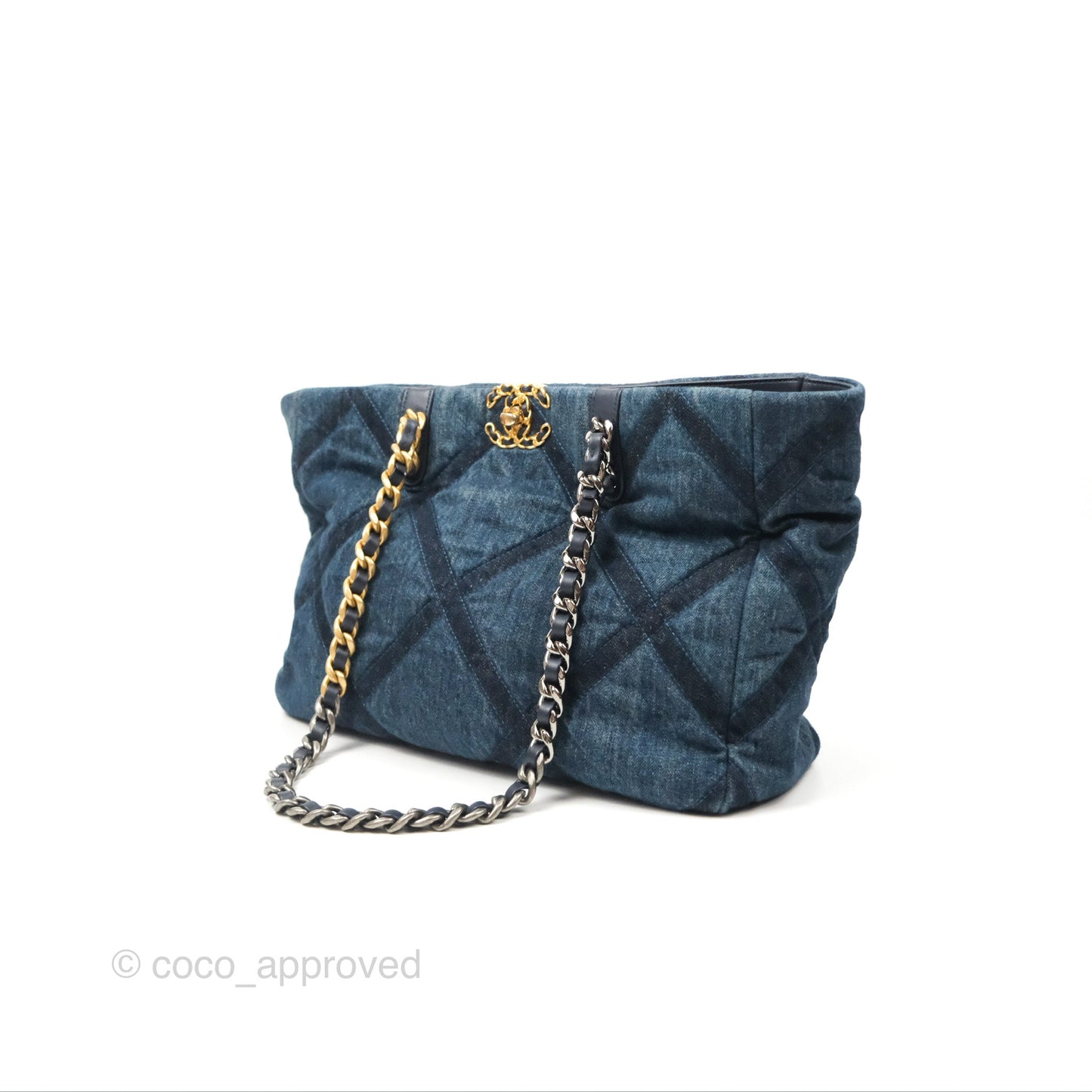 Chanel 19 Tote Quilted Denim Mixed Hardware 23C