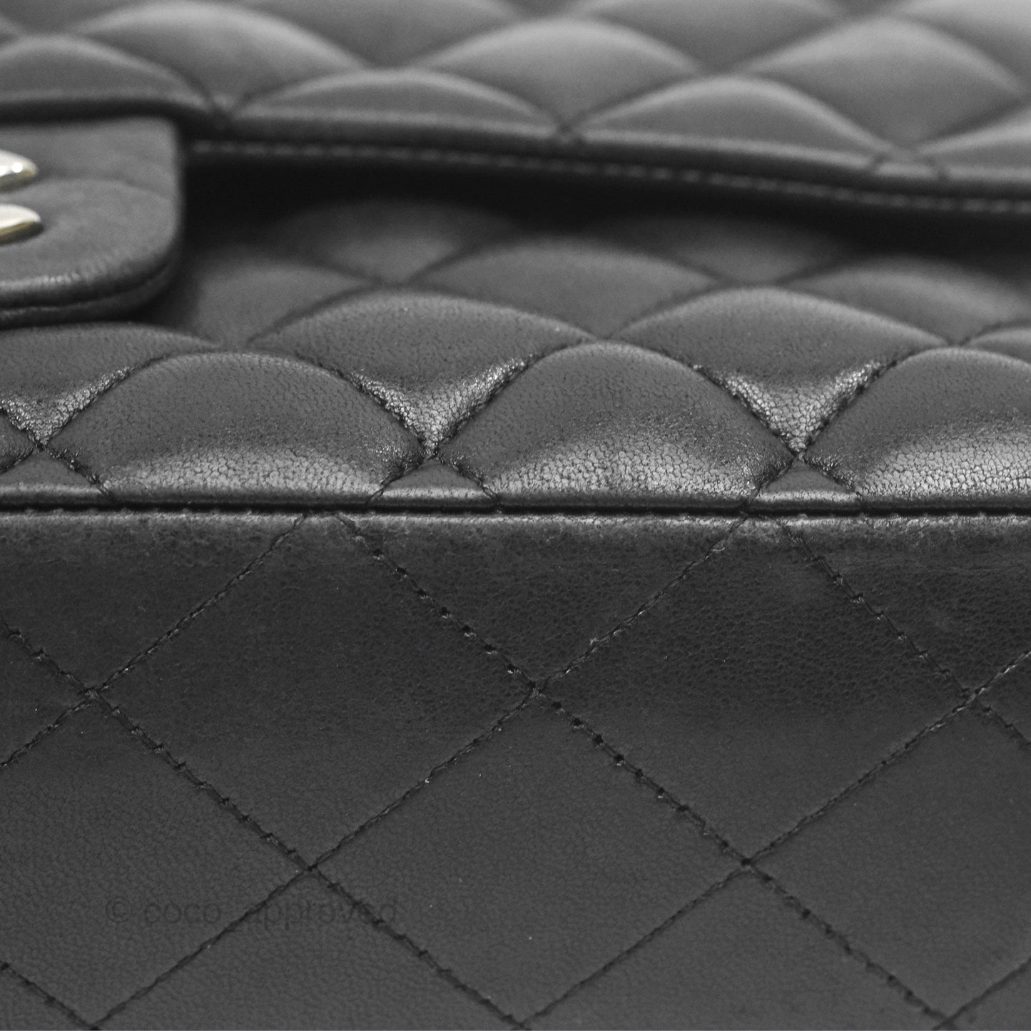 Chanel Classic M/L Medium Flap Quilted Black Lambskin Silver Hardware
