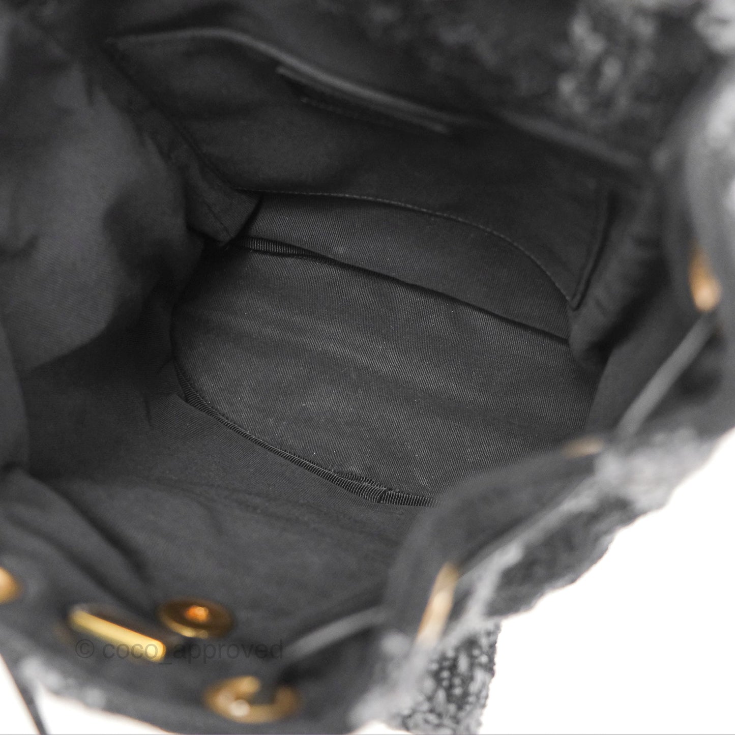 Chanel Duma Backpack Black Tweed Aged Gold Hardware 22K