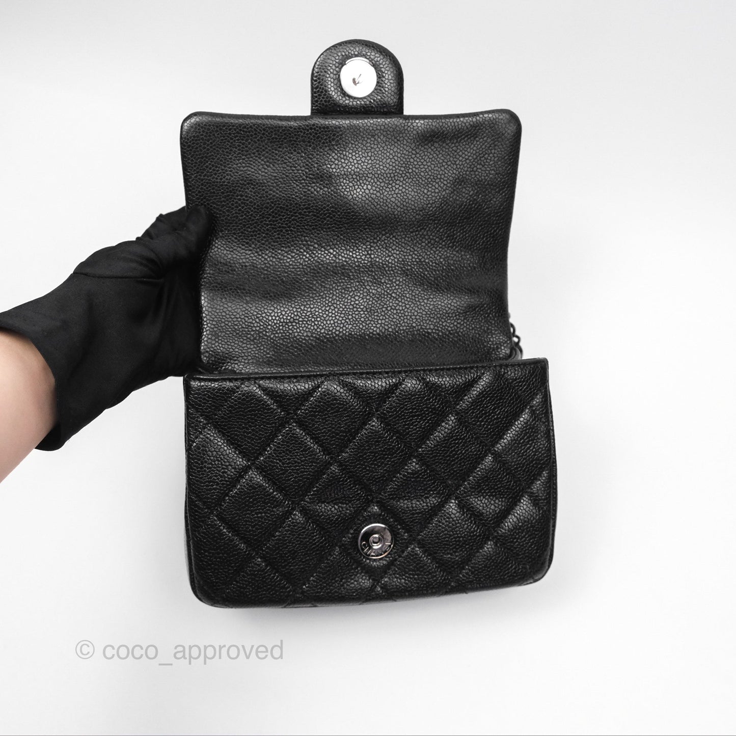 Chanel Quilted Mini Square Flap Bag So Black Caviar Incognito