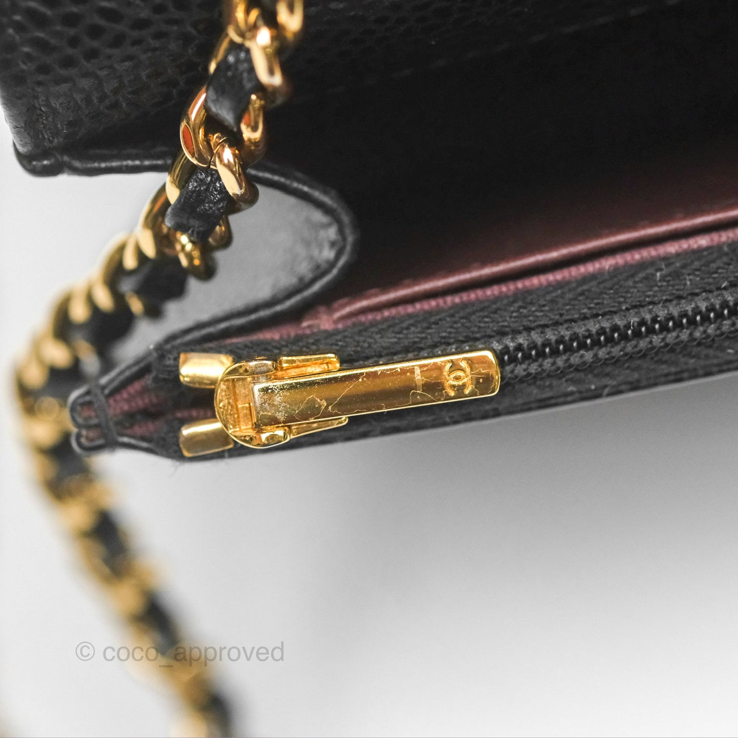 Chanel Classic Quilted Wallet On Chain WOC Black Caviar Gold Hardware