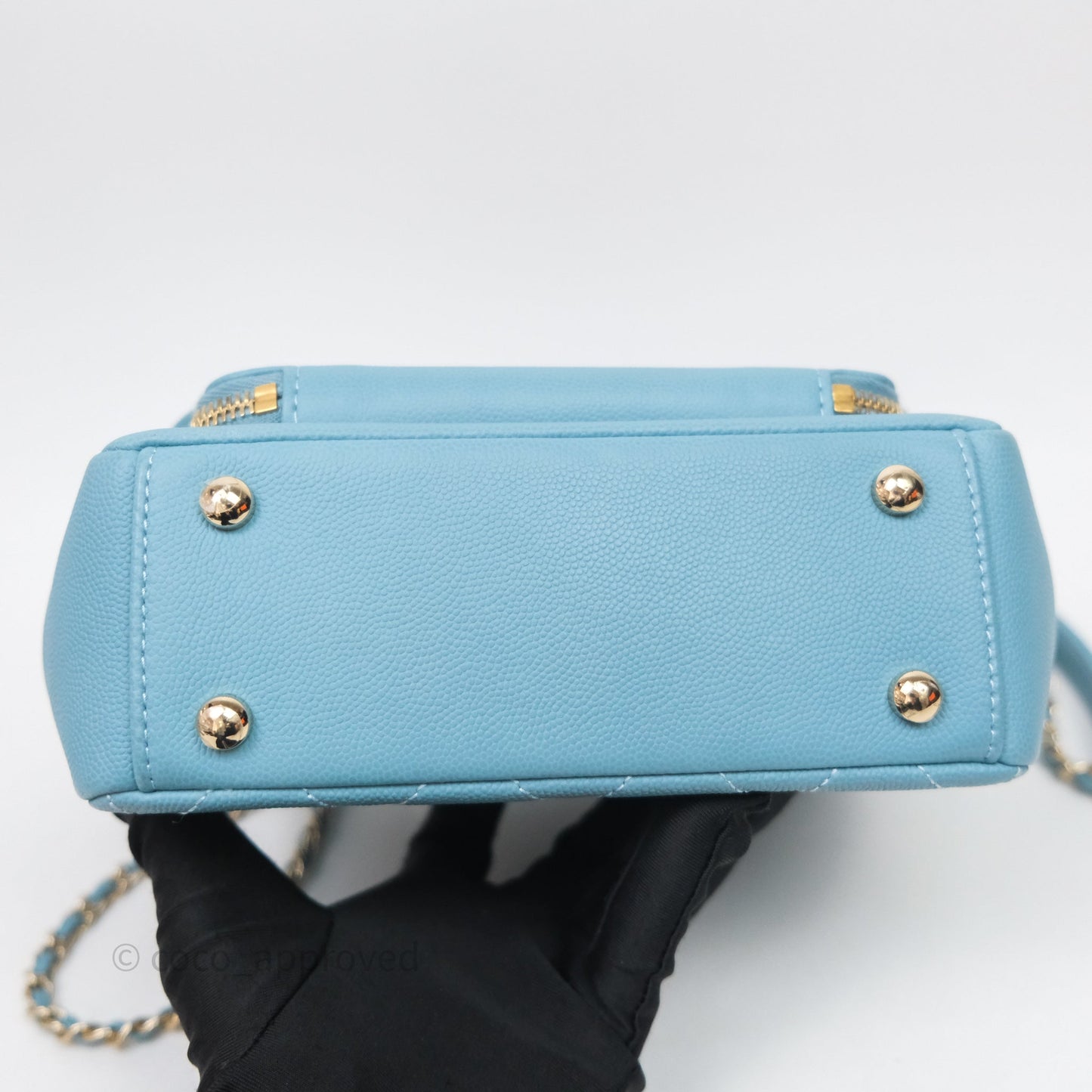 Chanel Small Quilted Business Affinity Flap Caviar Blue Gold Hardware
