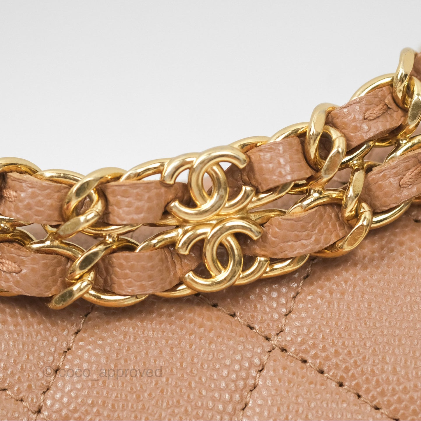 Chanel CC Chain Clutch with Chain Beige Caviar Gold Hardware