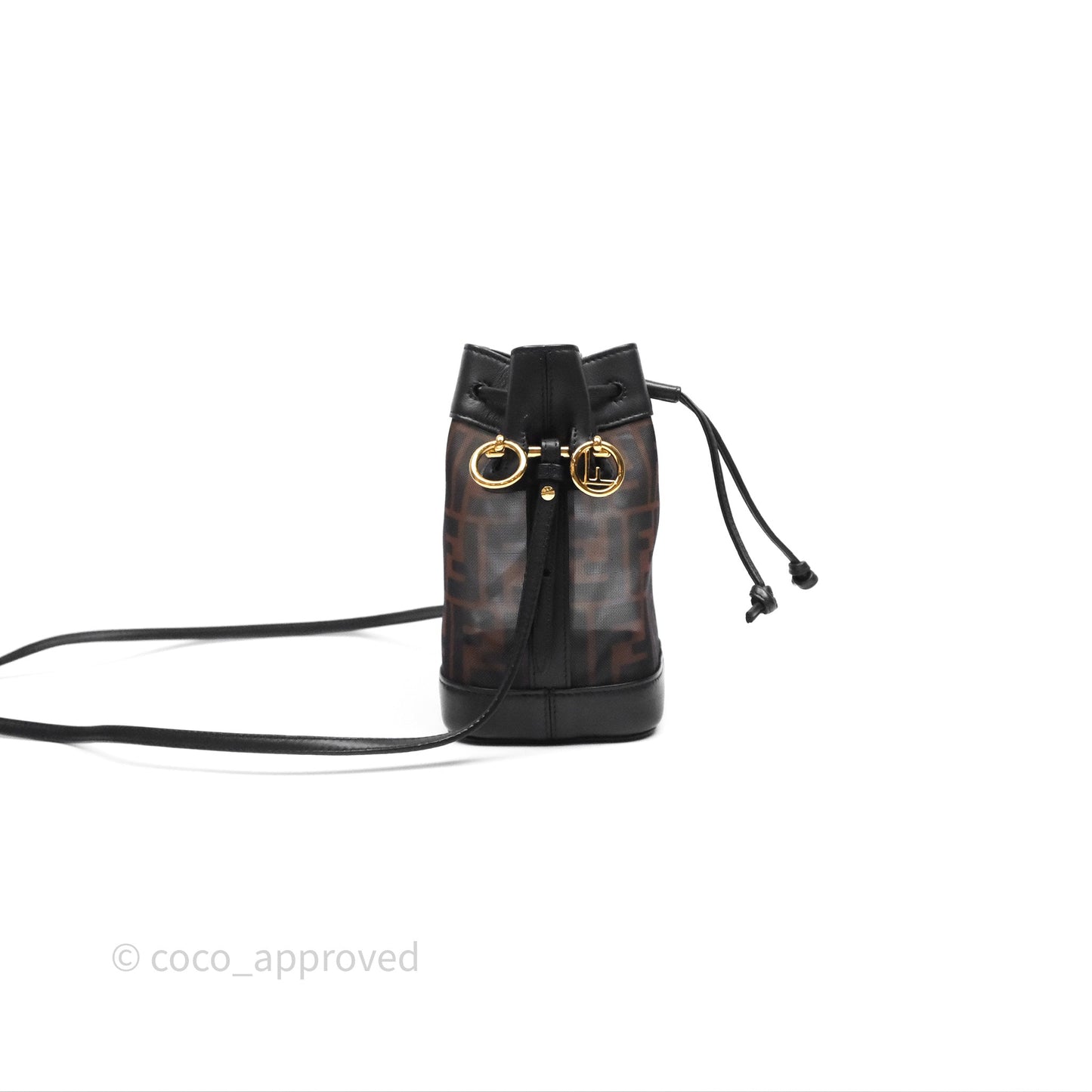 Fendi Mini Mon Tresor Bucket Bag Zucca See Through Mesh Brown/Black/Ebony
