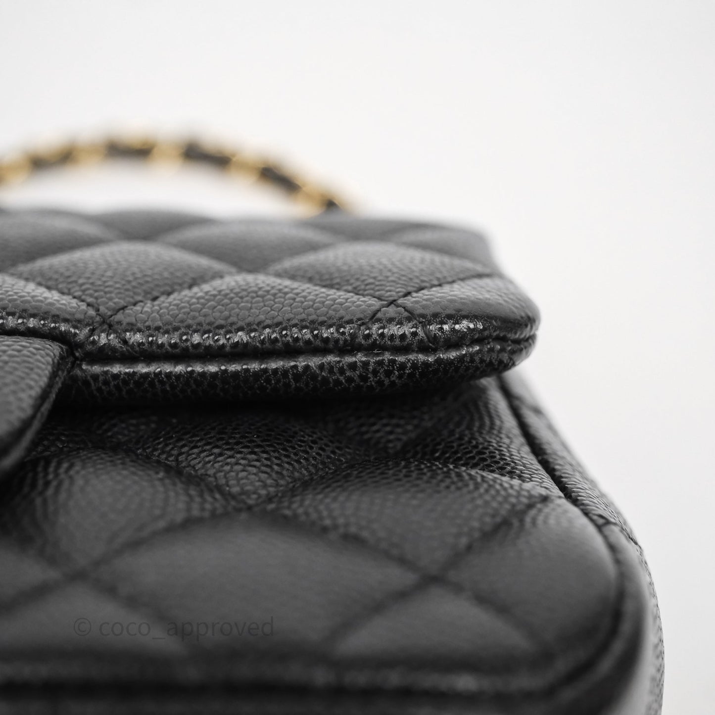 Chanel Mini Square Quilted Black Caviar Gold Hardware