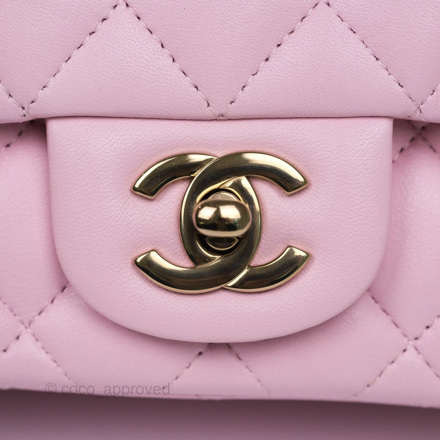 Chanel Mini Square Flap Quilted Pink Lambskin Gold Hardware