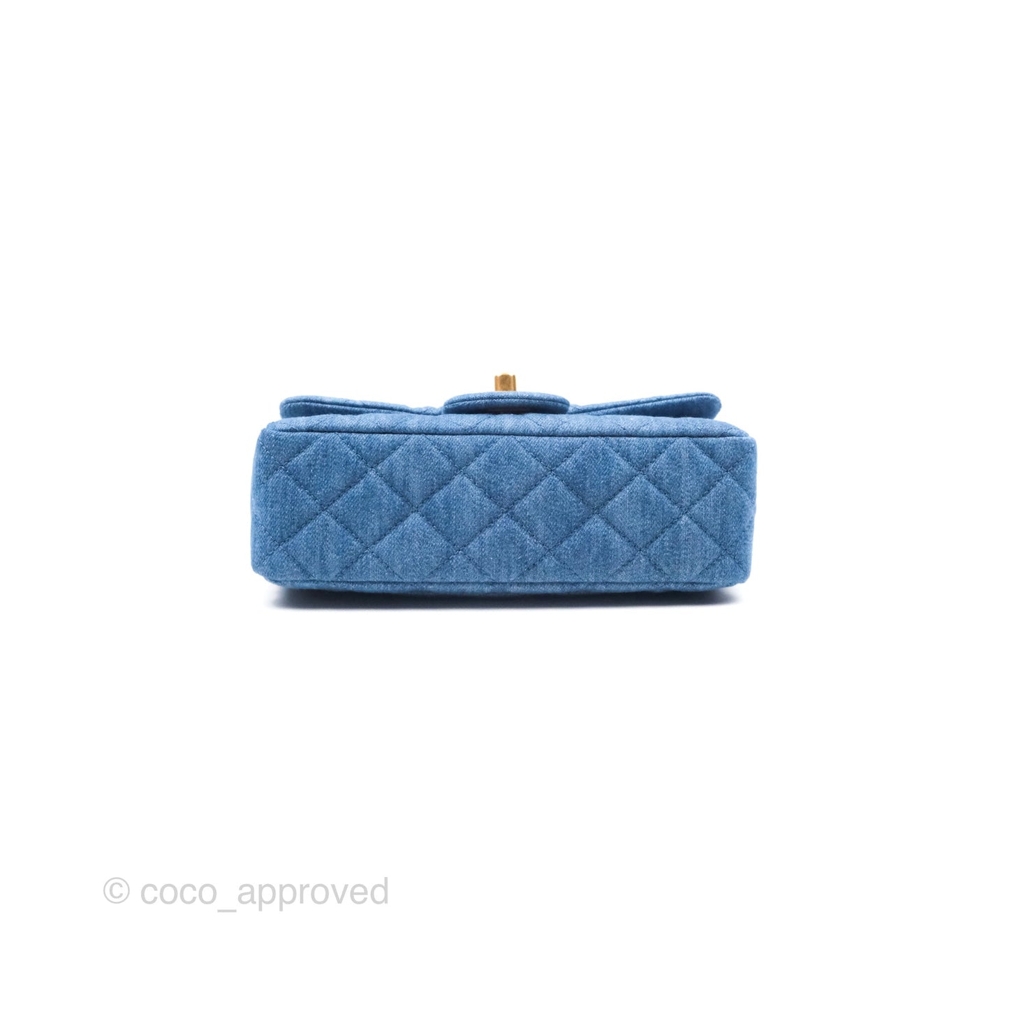 Chanel Mini Rectangular Pearl Crush Quilted Denim Aged Gold Hardware