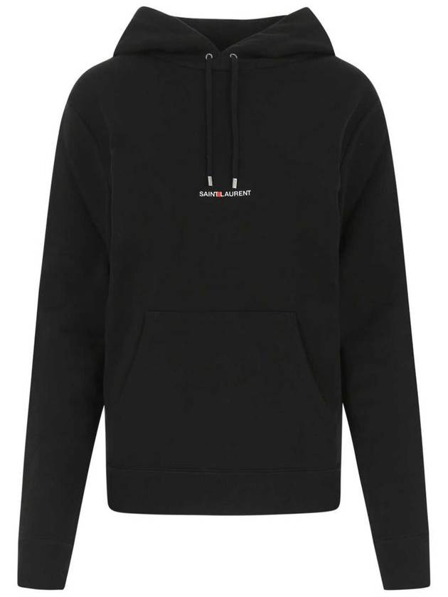 Luxury Saint Laurent Signature Logo Hooded Top Black