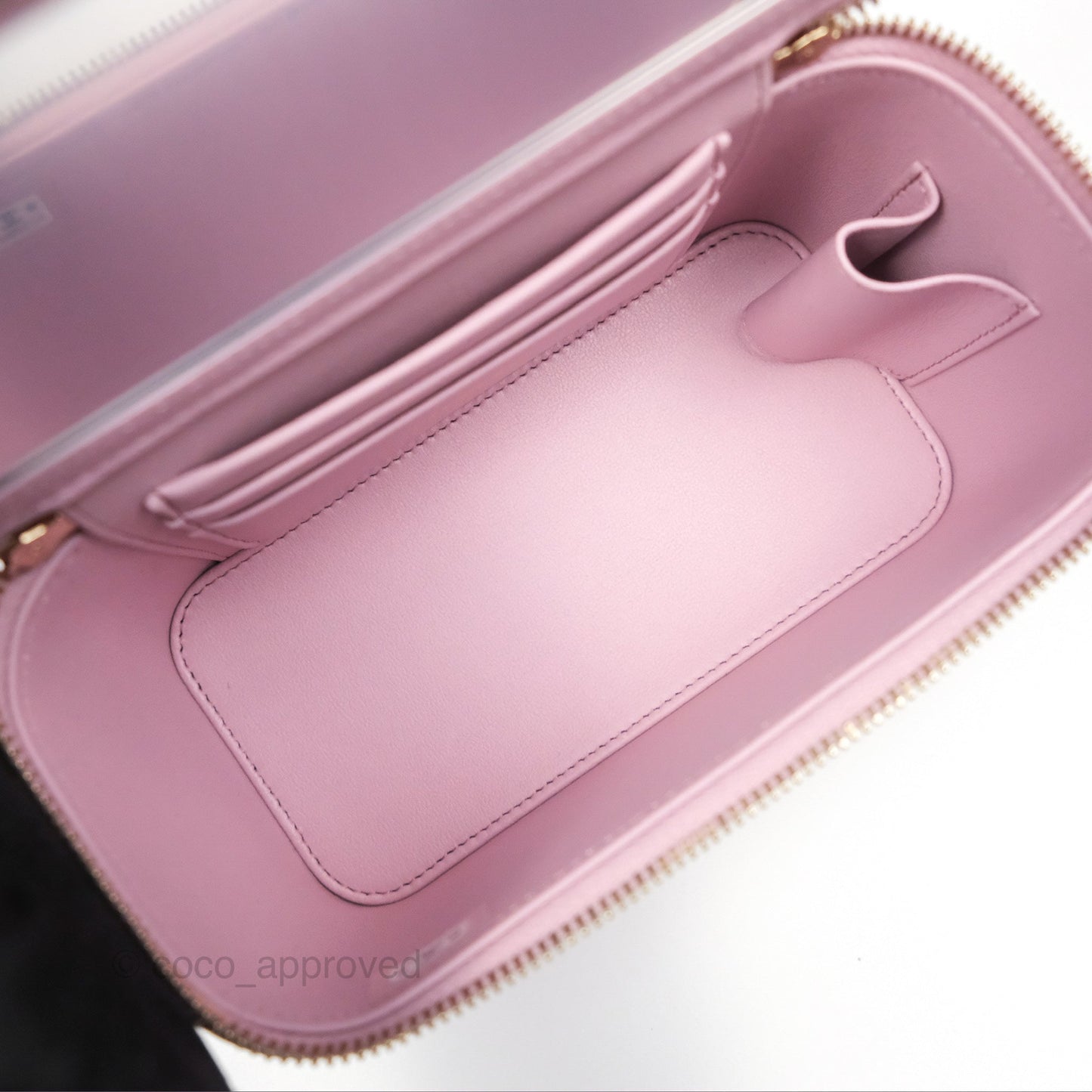 Chanel Vanity Rectangular Top Handle Lilac Pink Lambskin Gold Hardware