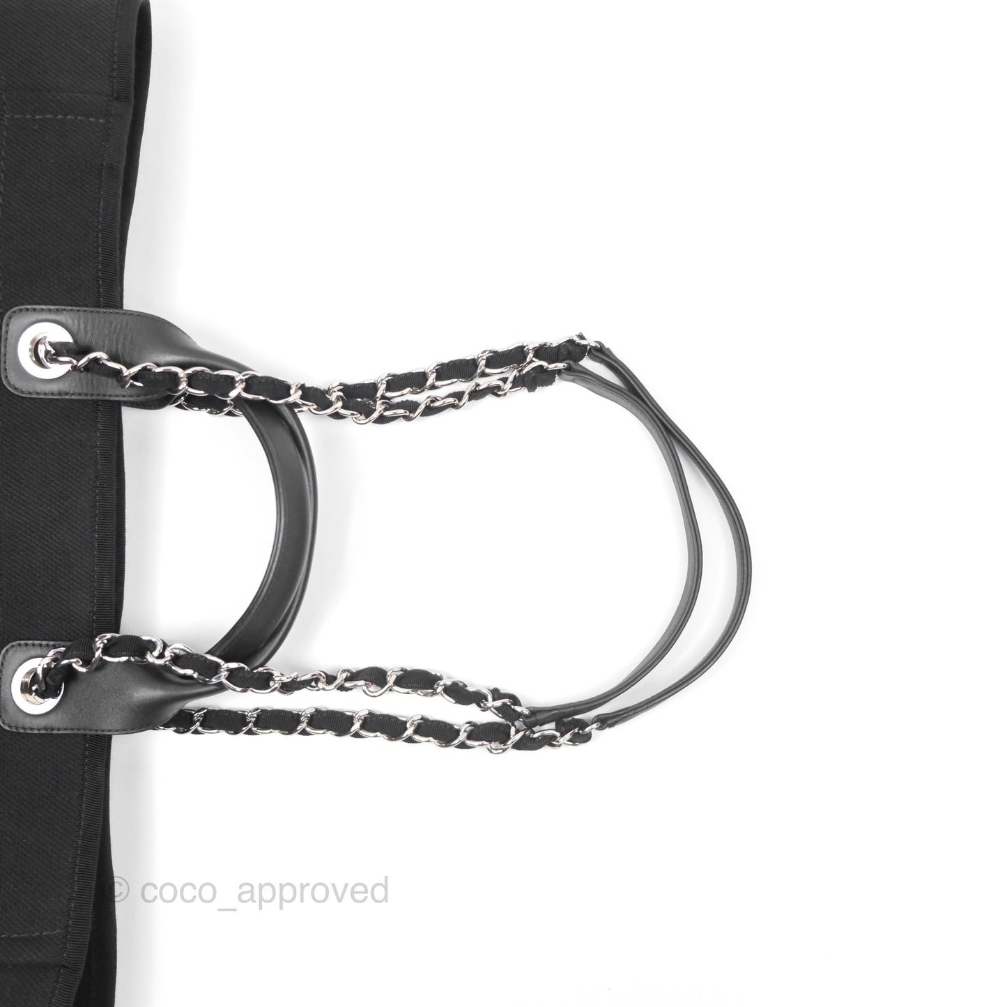 Chanel Medium Deauville Black Canvas Imitation Pearl