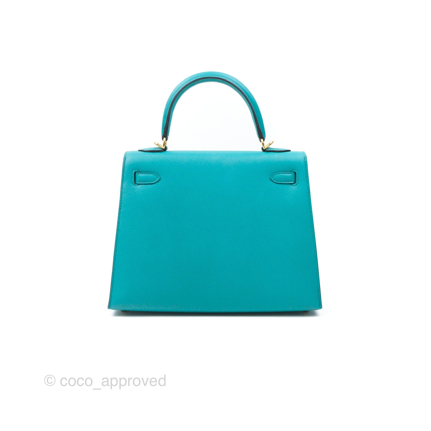 Hermès Sellier Kelly 25 Bleu Paon 7F Epsom Gold Hardware