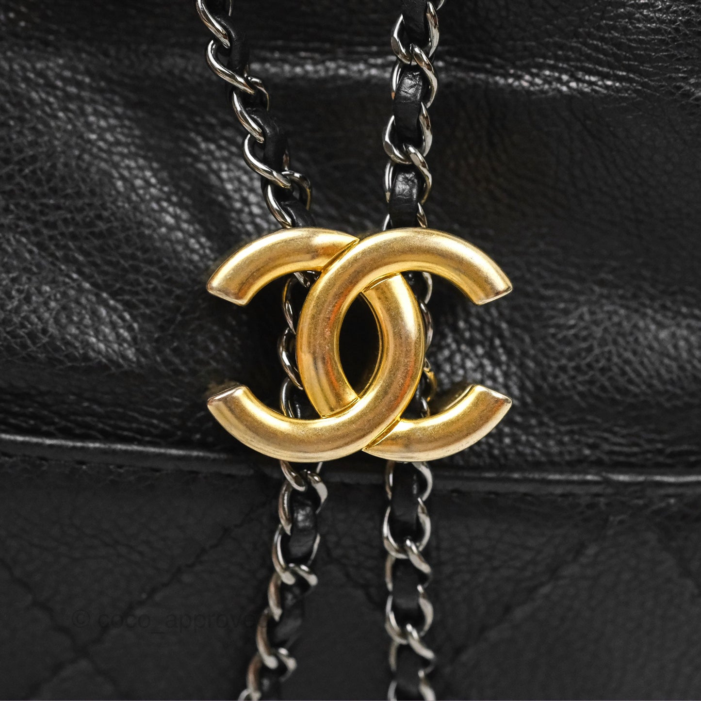 Chanel Small Gabrielle Drawstring Bucket Bag Black Aged Calfskin