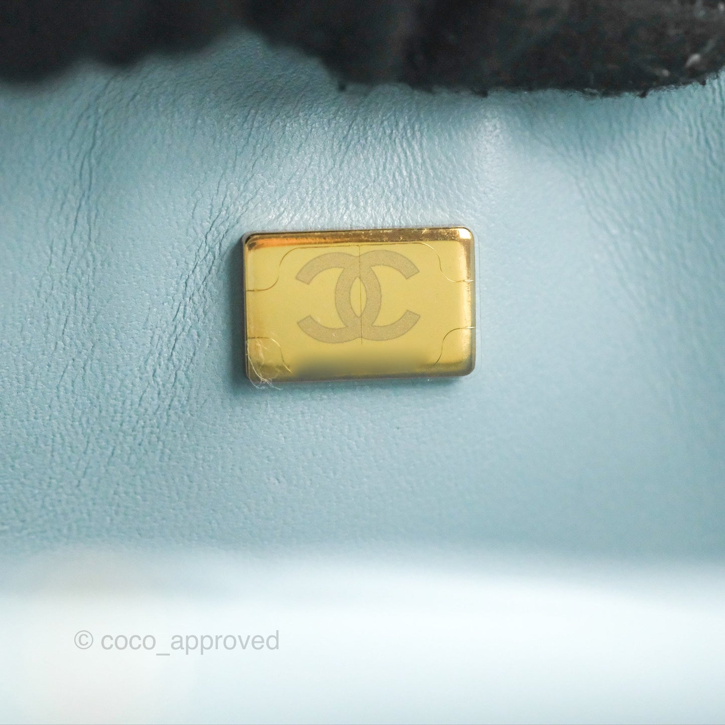 Chanel Small Classic Quilted Flap Light Blue Caviar Gold Hardware 22P