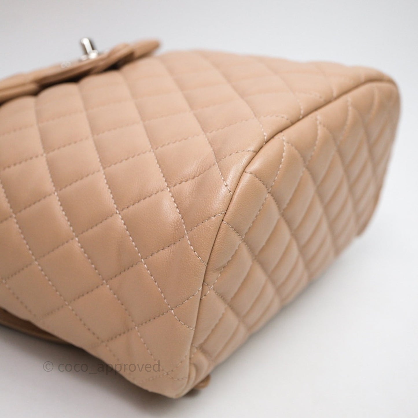 Chanel Quilted Small Urban Spirit Backpack Beige Lambskin Silver Hardware