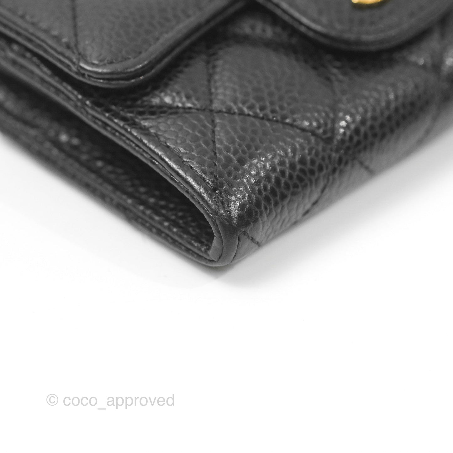 Chanel Quilted Flap Card Holder Black Caviar Gold Hardware