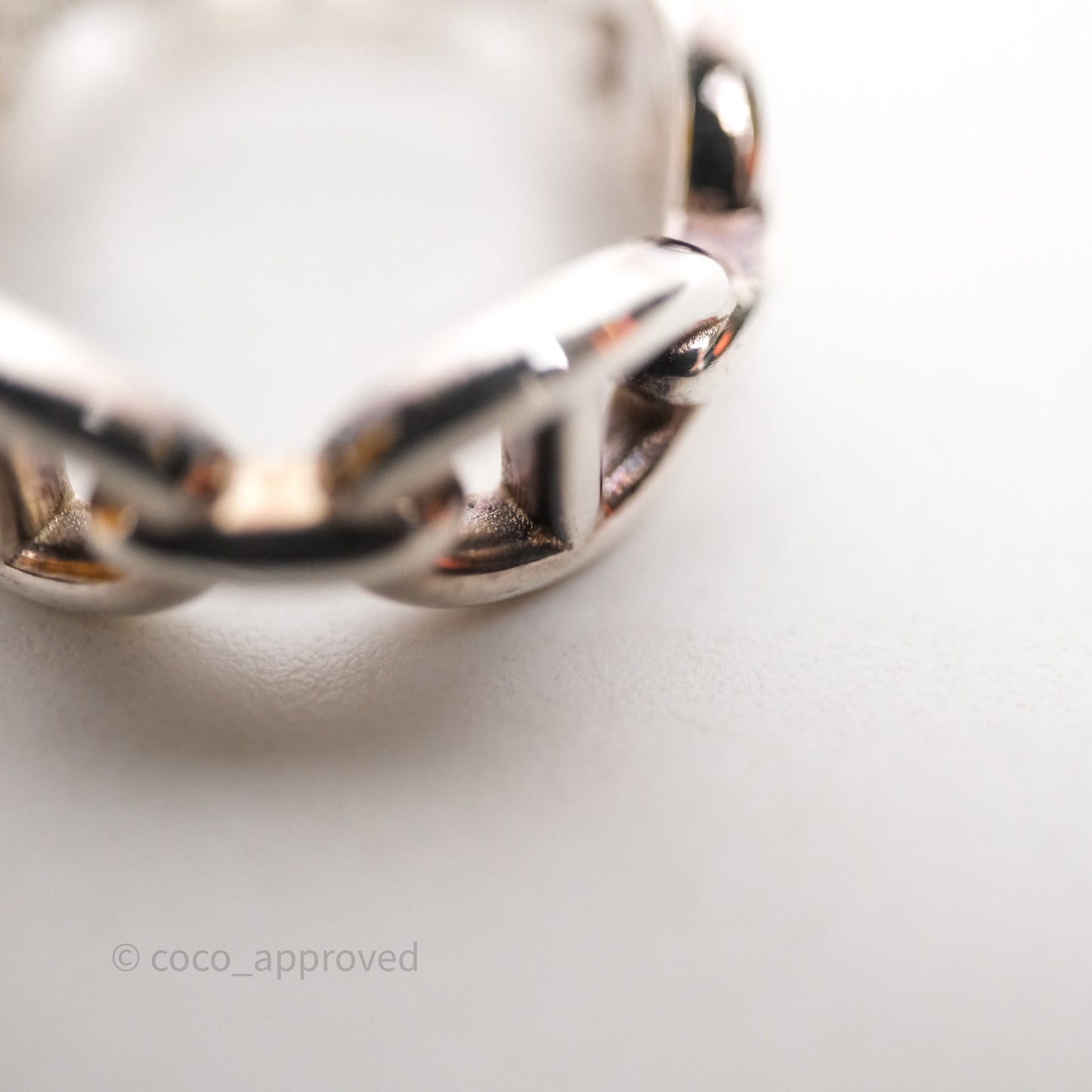 Hermès Sterling Silver PM Chaine d'Ancre Enchainee Band Ring Size 53