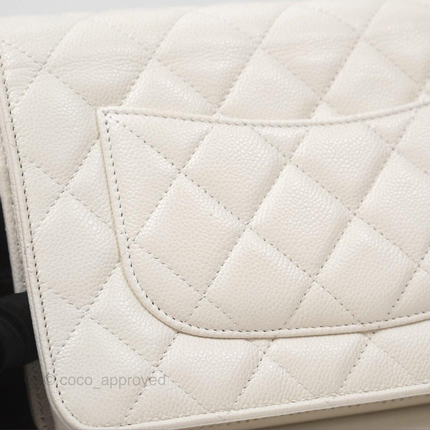 Chanel Quilted Classic Wallet on Chain WOC White Caviar Gold Hardware