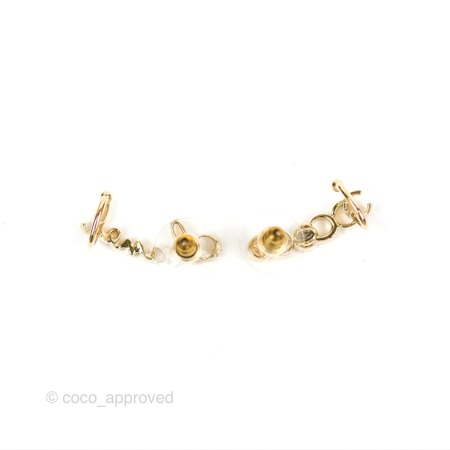 Chanel CC Coco Crystal Earrings Ear Cuff Gold Tone 22P