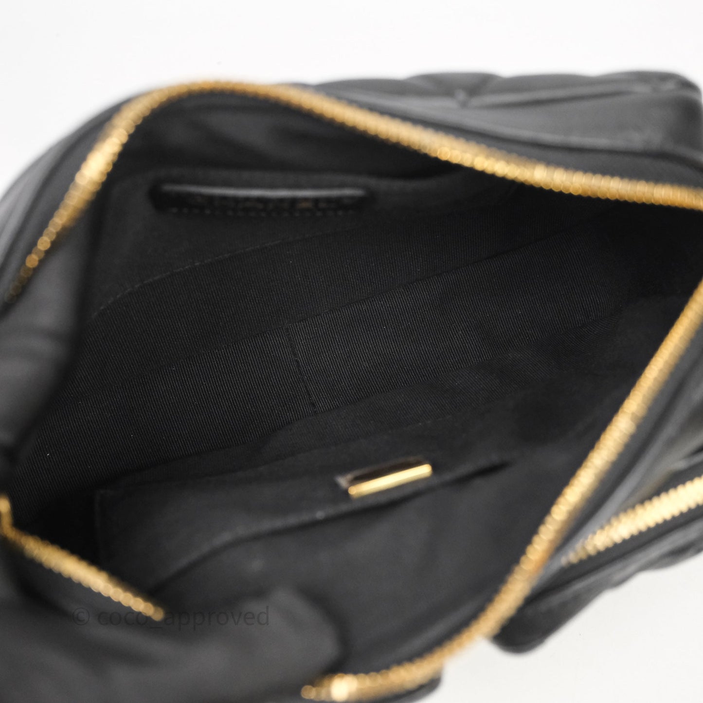Chanel Small Camera Case Quilted Black Calfskin Aged Gold Hardware 22C