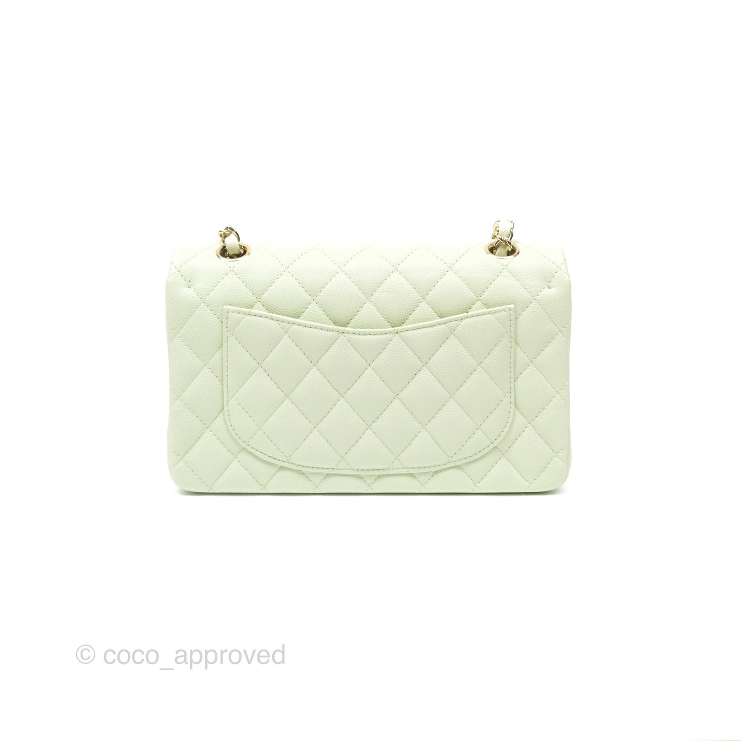 Chanel Small Classic Quilted Flap Mint Green Caviar Gold Hardware 22C