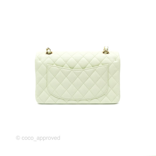 Chanel Small Classic Quilted Flap Mint Green Caviar Gold Hardware 22C