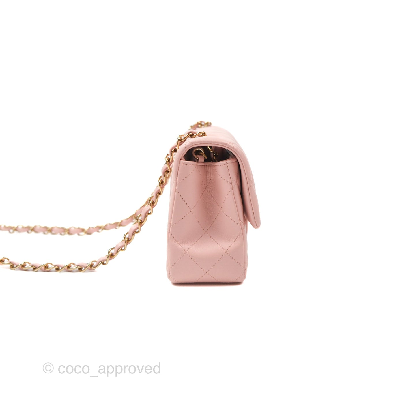 Chanel Quilted Mini Rectangular Flap Baby Pink Lambskin Gold Hardware