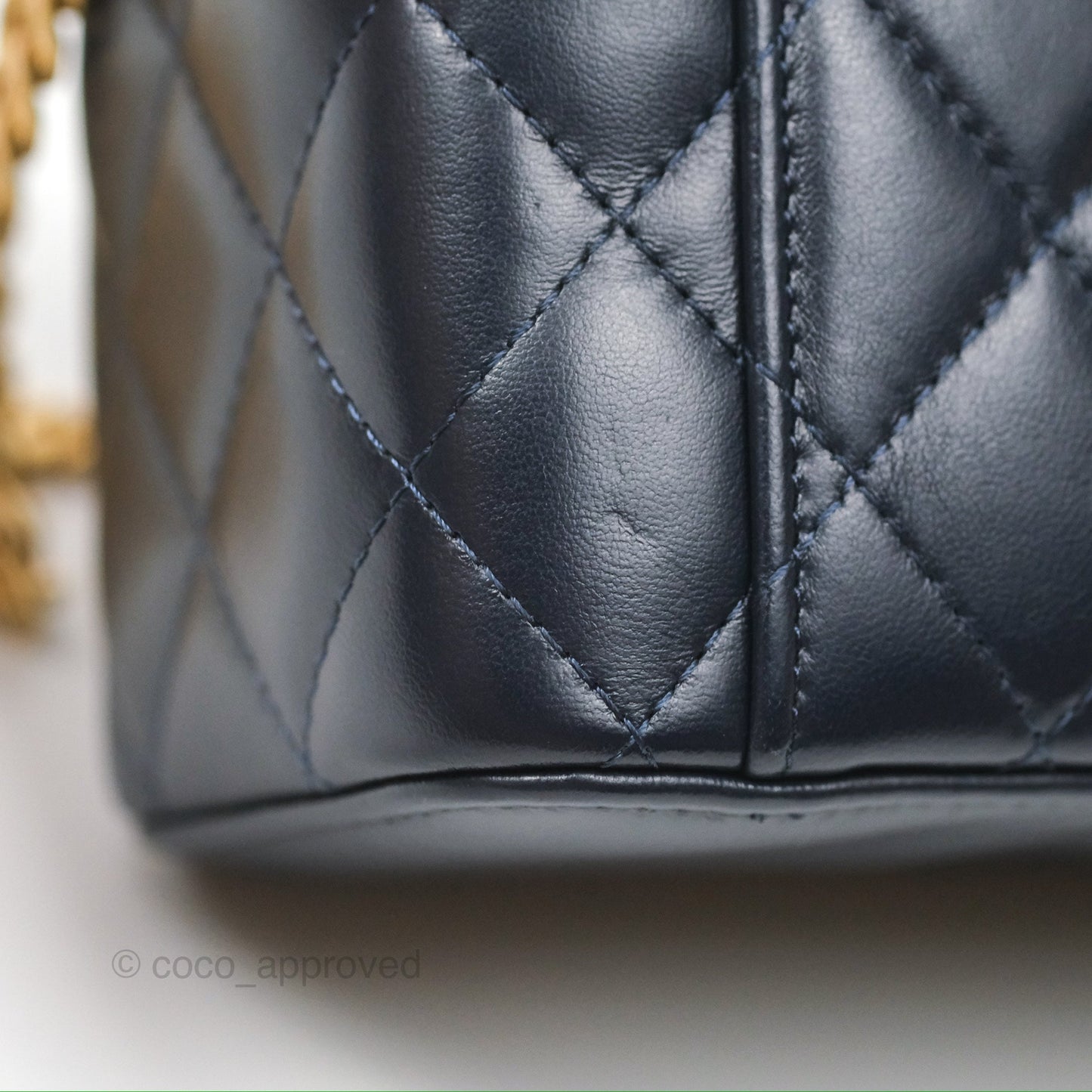 Chanel All Slide Vanity with Adjustable Chain Navy Lambskin Aged Gold Hardware