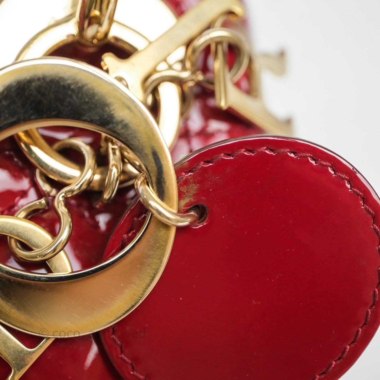 Christian Dior Mini Lady Dior Red Patent Cannage Gold Hardware