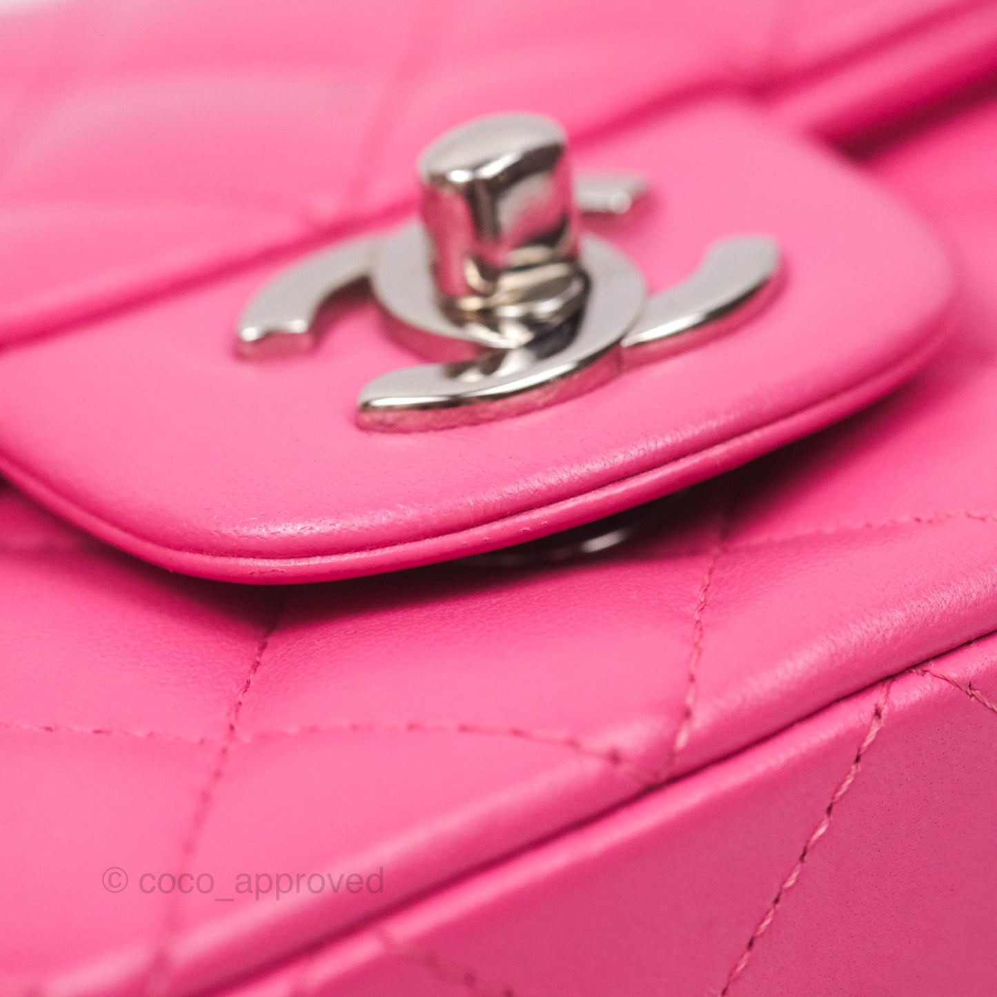 Chanel Quilted Mini Rectangular Flap Pink Lambskin Silver Hardware
