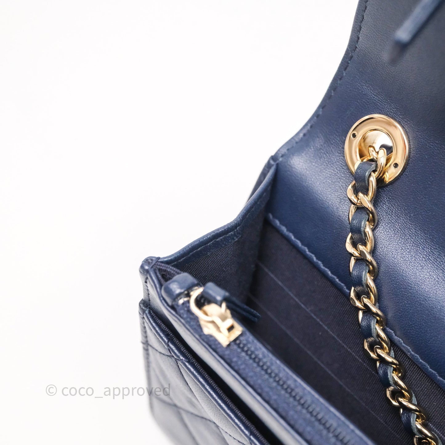 Chanel Trendy CC WOC Wallet On Chain Navy Lambskin Gold Hardware