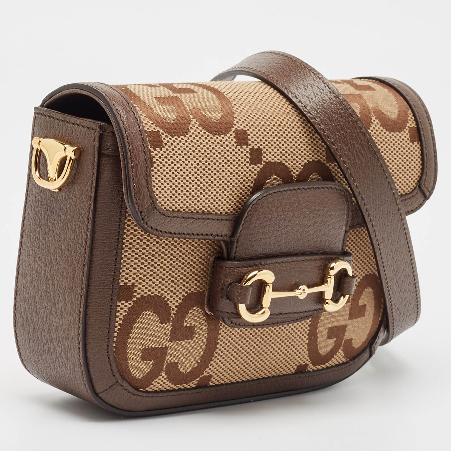 Luxury Gucci Trending 2025 Brown/beige Jumbo Gg Canvas Mini Horsebit 1955 Shoulder Bag..