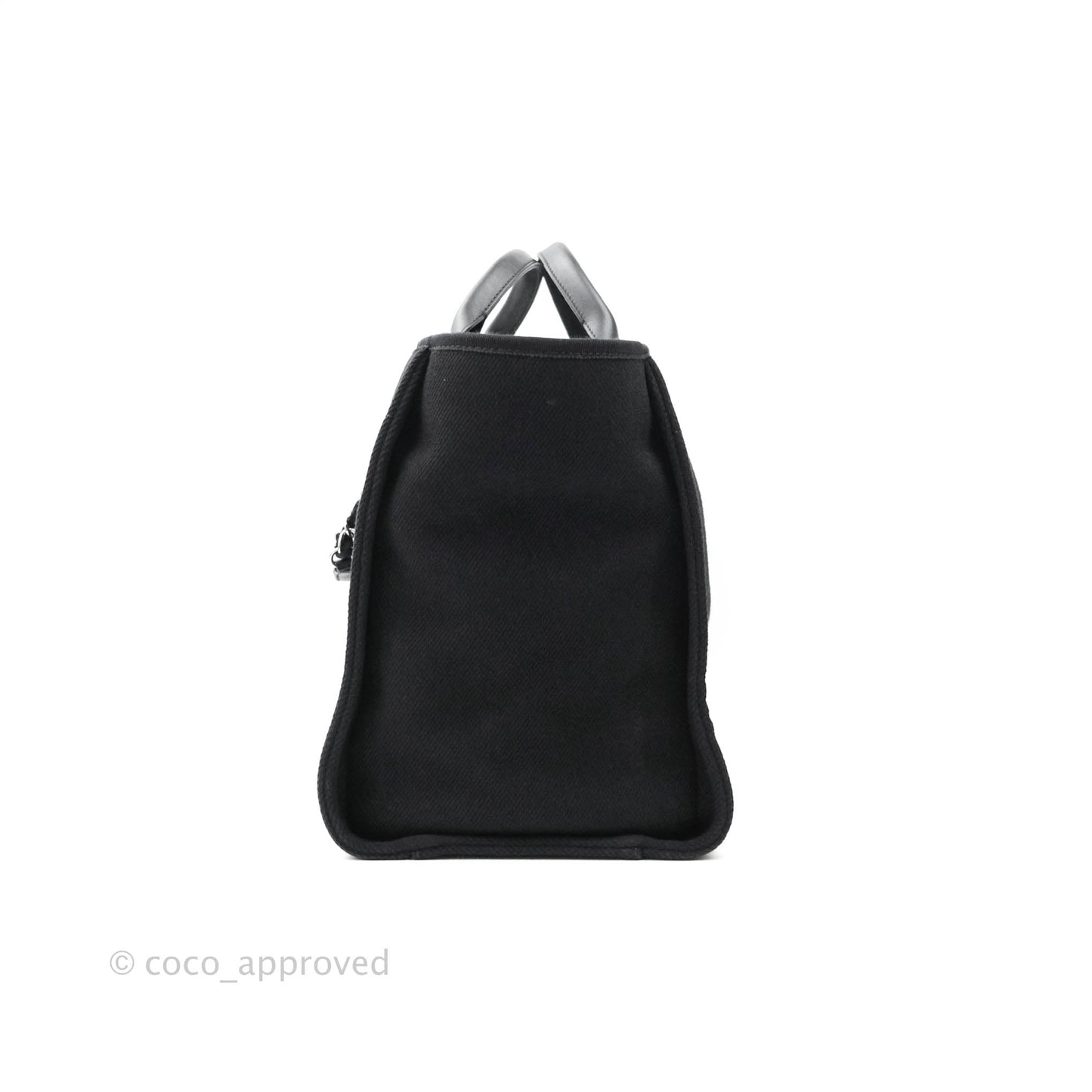 Chanel Medium Deauville Black Canvas Imitation Pearl