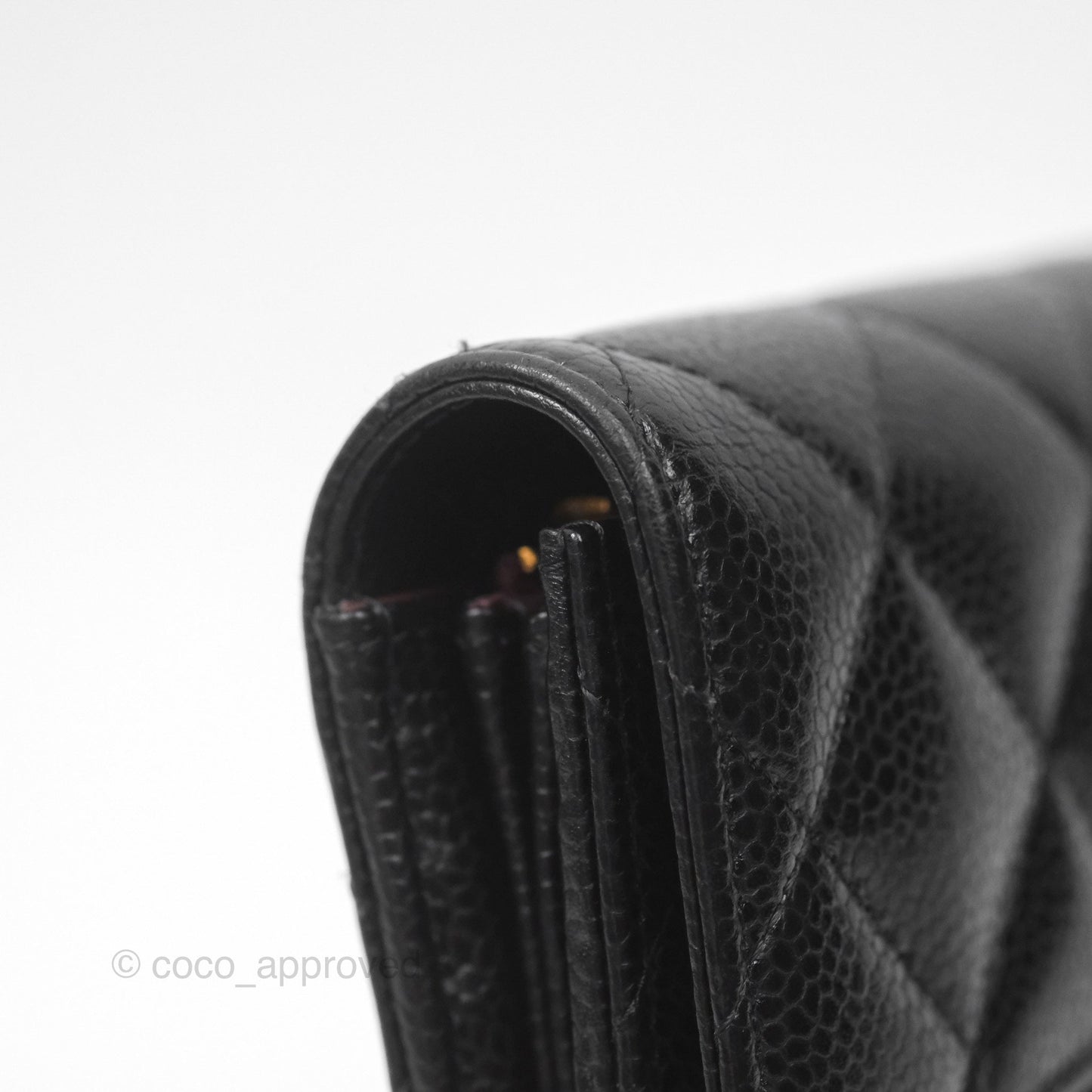Chanel Quilted Classic Zip Long Wallet Black Caviar Gold Hardware