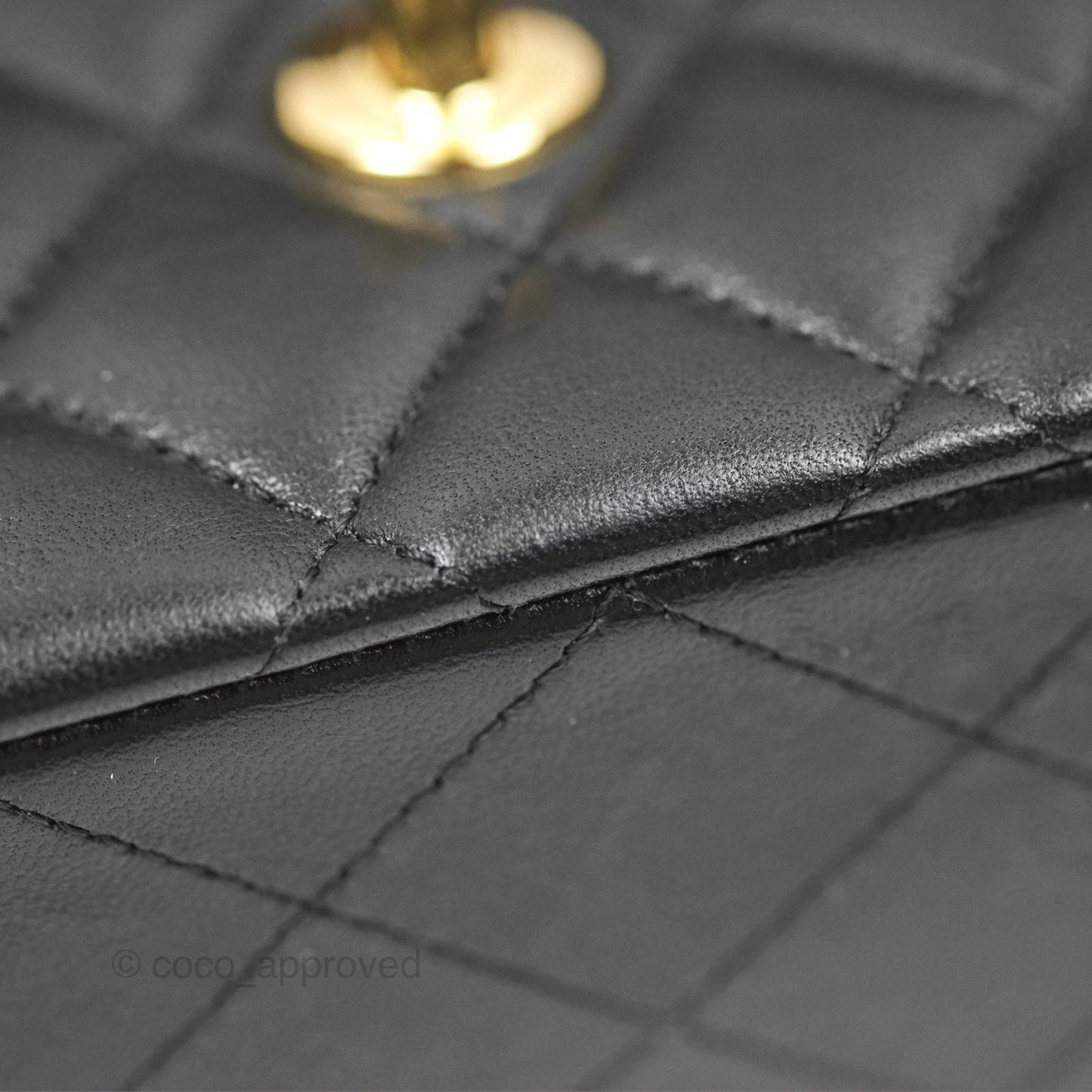 Chanel Classic M/L Medium Flap Quilted Black Lambskin Gold Hardware