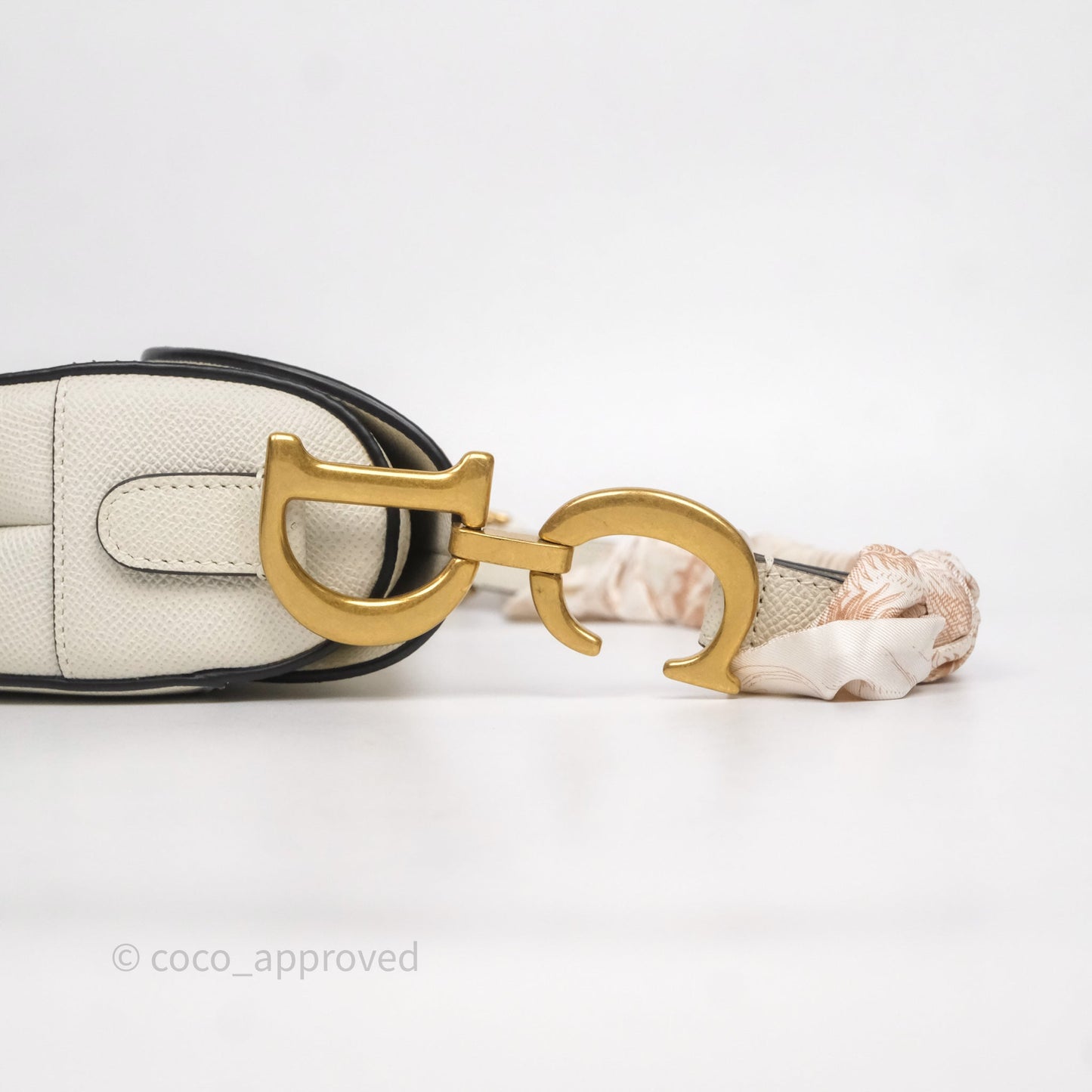 Christian Dior Saddle Bag White Grained Calfskin Gold Hardware