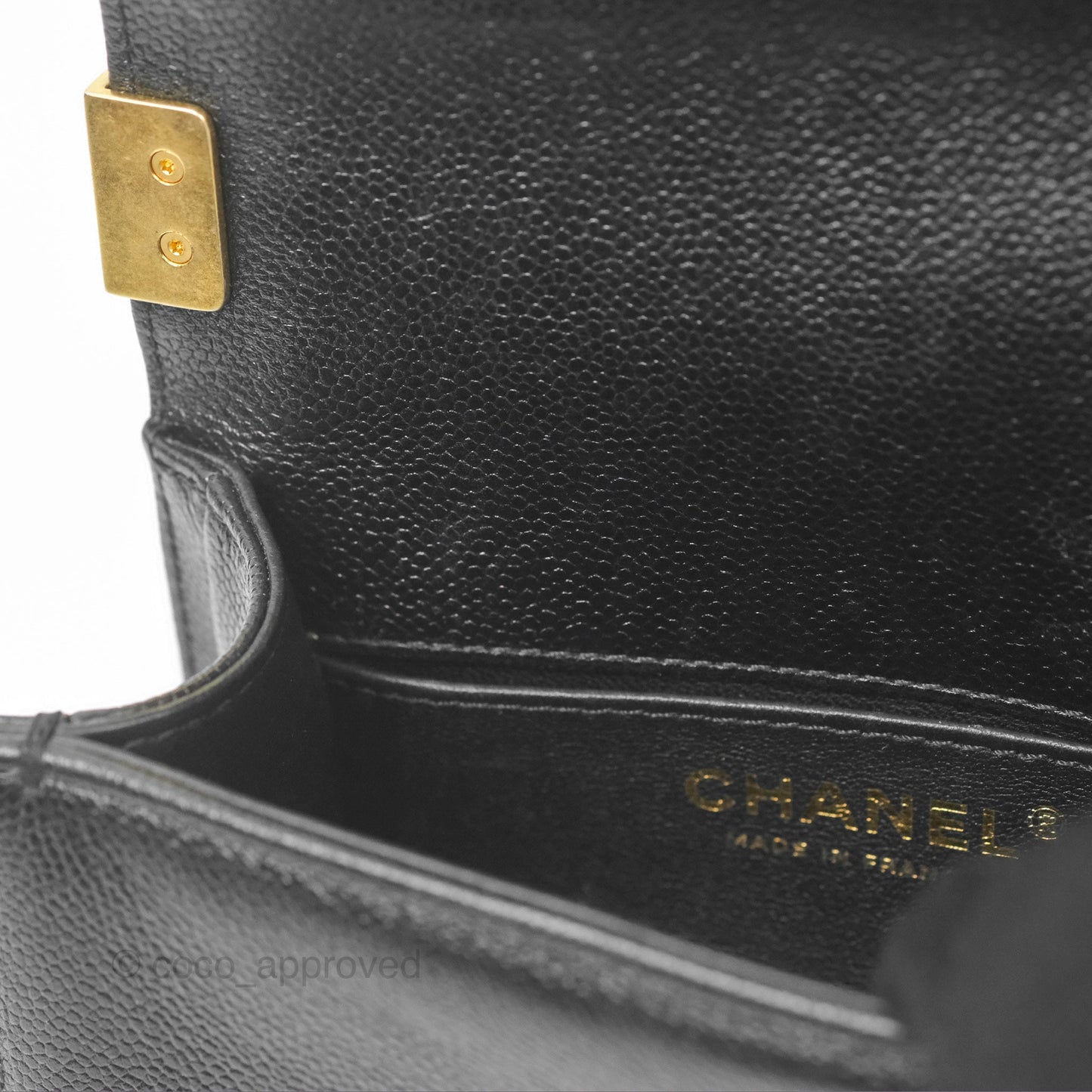 Chanel Mini Boy Black Caviar Aged Gold Hardware