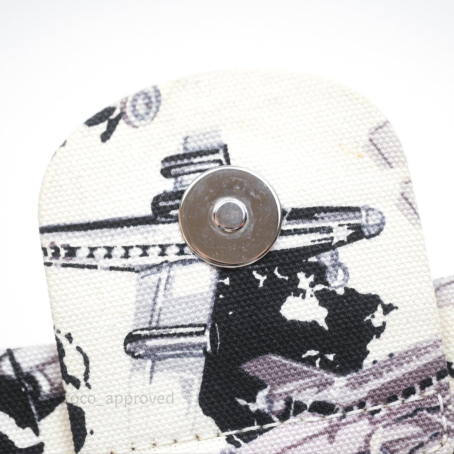 Chanel Quilted Airplane Printed Shoulder Flap Bag Canvas White