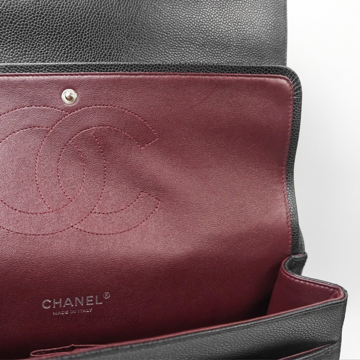 Chanel Quilted Maxi Double Flap Black Caviar Silver Hardware